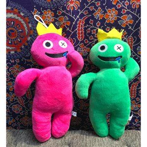 2 Pcs Rainbow Friends Plush, Soft Cute Stuffed Animal Doll, Pink Hot and Green